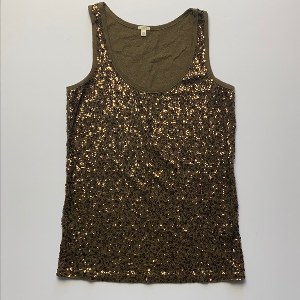 J Crew olive green sequined tank